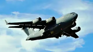 Тяжелый Боинг C-17A Globemaster III посадка во Внуково-3