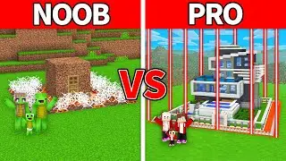 Mikey Family & JJ Family - NOOB vs PRO : Security House Build Challenge in Minecraft (Maizen)