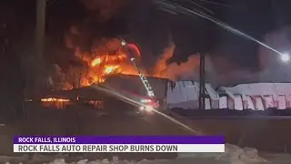 Moore Tires in Rock Falls catches on fire, cause of flames unknown