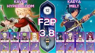 F2P NEW Spiral Abyss 3.8 C0 Kaveh Hyperbloom & C2 Kaeya Melt I Floor 12 9 stars Genshin Impact