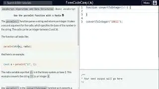Lesson 109 | Basic JavaScript | Use the parseInt Function with a Radix