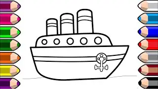 Drawing a ship for children, ارسم سفينة للأطفال, балдар үчүн кеме тартуу, çocuklar