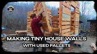 Building MORE Walls out of Pallet Wood - Part 2 - Tiny Pallet House in the Woods