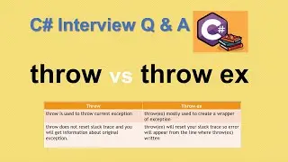 Difference Between throw and throw ex in C# | throw vs throw ex in C#