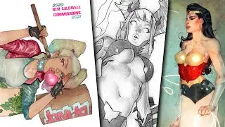 Ben Caldwell sketchbook review🔥Sketchbooks 29 & 41 Commissions, super heroes, pin up girls & more