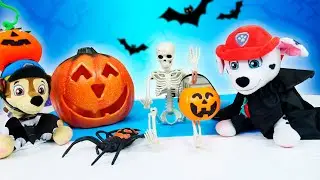 Preparando una sopa de calabaza para HALLOWEEN con los Paw Patrol Video de juguetes para niños