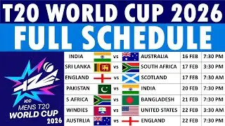T20 World Cup 2026 Schedule: ICC Men's T20 World Cup 2026 Schedule, Date, Time & Venues