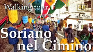 Soriano nel Cimino (Lazio), Italy【Walking Tour】History in Subtitles - 4K