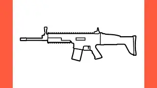 How to draw SCAR-L from PUBG easy / drawing FN scar h assault rifle step by step