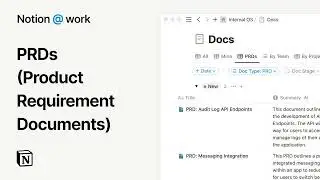 Notion at work: Product requirement documents