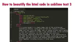 How to beautify the html code in sublime text 3