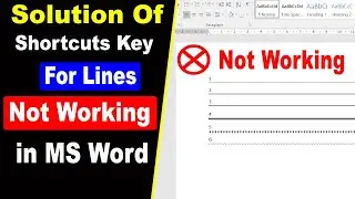 Solution Of Shortcuts Key For Lines Not Working In MS Word