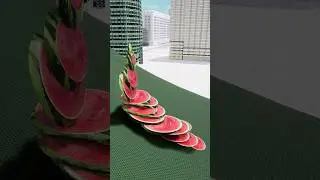 How to Cut a Giant Watermelon into Dominoes 2_3 #satisfying #domino #watermelon