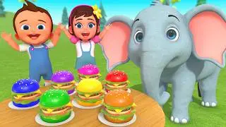 DIY Making Color Burgers - Learning Colors for Children | Cartoon Elephant Fun Play for Kids Edu