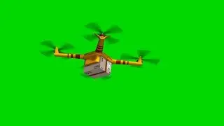 Drone delivering a cardbox - green screen - free use