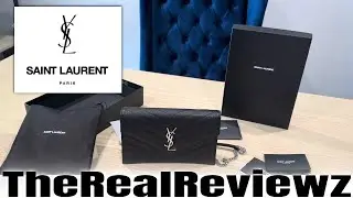 YSL CASSANDRE ENVELOPE CHAIN WALLET IN GRAIN DE POUDRE LEATHER | REVIEW