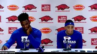 Dajuan Harris, KJ Adams discuss KU's exhibition against Arkansas