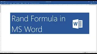 Rand formula in MS word | How to use Rand formula in Word