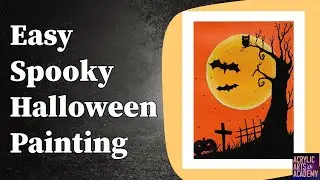 Easy Spooky Halloween Scene: Step-by-Step Acrylic Painting for Beginners