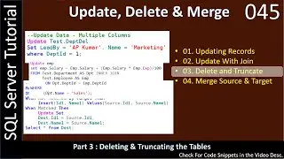 Update & Delete | Part 3 - Delete & Truncate | SSMS TSQL Tutorial #45