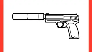 How to draw USP pistol from CS GO step by step / drawing usp-s gun easy