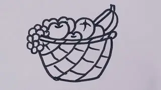 How to draw Fruit Basket 🧺 easy step by step / Fruit Basket outline drawing