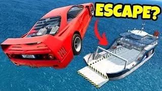 Jumping a Ramp to a Car Ferry to ESCAPE the Police in BeamNG Drive Mods!