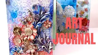 Mixed Media Accordion Book Art Journal Flip Through