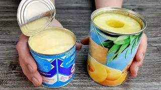 Pour the condensed milk over the pineapple! A quick and incredibly delicious recipe!