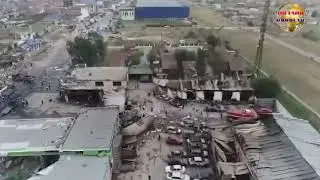 Последствия взрыва  на АЗС в Махачкале, снятые с коптера