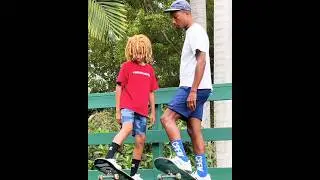 Pharrell Williams With Son Rocket Williams & Triplets💘#shorts#hollywood#celebrity#pharrelwilliams