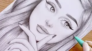 Pencil Sketch for beginners || How to draw a face - step by step || Girl Drawing