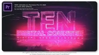 Premiere Pro Template: Digital Neon TEN Counter + Free Font