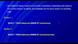 SQL Order By Clause - How to use ORDER BY Clause in SQL #kaashivinfotech  #kaashivreviews #kaashiv