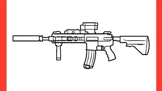 How to draw M416 RIFLE step by step / drawing HK416 modified pubg mobile gun