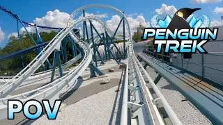 Penguin Trek Front Row POV New for 2024 SeaWorld Orlando Roller Coaster