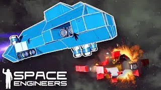 NOOBS BATTLE IN SPACE! - Space Engineers Multiplayer Gameplay - Space Battle Challenge