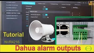 How to setup the alarm outputs on a Dahua NVR - connect a siren and light to NVR - Tutorial