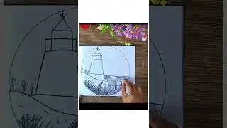 ||Easy circle scenery landscape 🌆 drawing for beginners||#shorts #art  #sketching #drawing #pencil