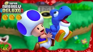 New Super Mario Bros. U Deluxe ⁴ᴷ World 1: Acorn Plains 100% (All Star Coins) Blue Toad gameplay