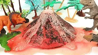 DIY Micro Volcano With Dinosaur Toys! Volcano Eruption Science Kit For Kids~
