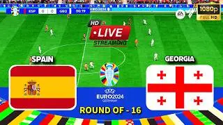 SPAIN VS GEORGIA || UEFA Euro 2024  || Full Match - Live Football Match || PES 21 Simulation