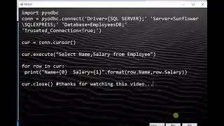 How to connect to SQL Server from Python (Code) using pyodbc library