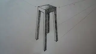 How to draw - bar stool - Two point perspective