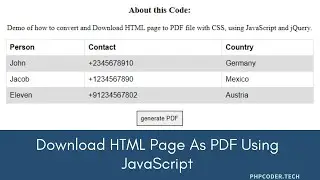 download html page as pdf using JavaScript JS