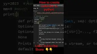 how to create calendar in python #pythonlanguage #coding #pythondeveloper #pythontricks #code