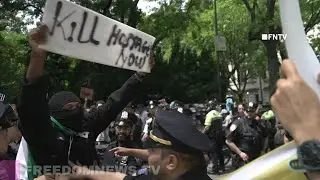 Pro-palestine Protesters Clash with Israel Supporters outside Israel Parade in NYC