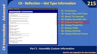 C# Reflection Assembly Info | Part 5 - Get Custom Properties | C# Advanced #215