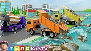 Hammer Drill Excavator & Construction Trucks for Kids | Breakwater Construction