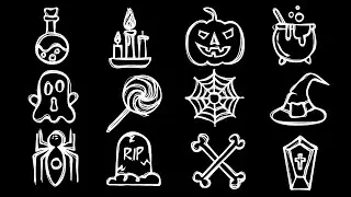 🎃 Анимированные иконки Хэллоуин | Футажи на хэллоуин для видеомонтажа | Doodle Halloween Elements